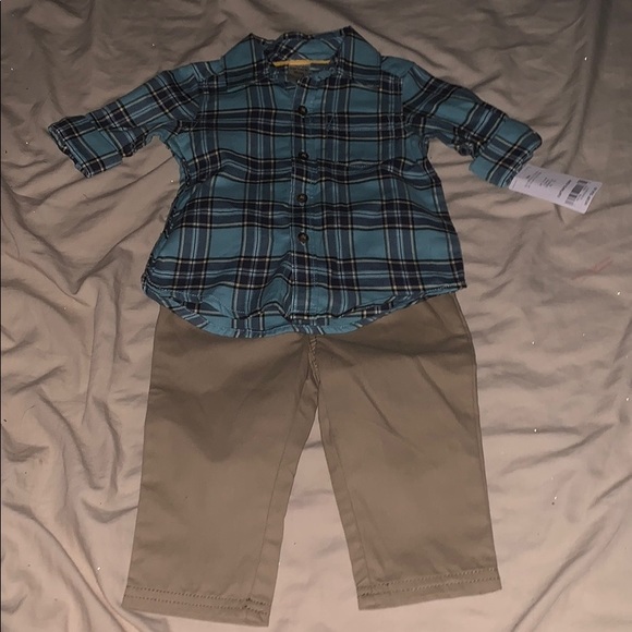 Blue flannel button down with khaki pants - Picture 1 of 1